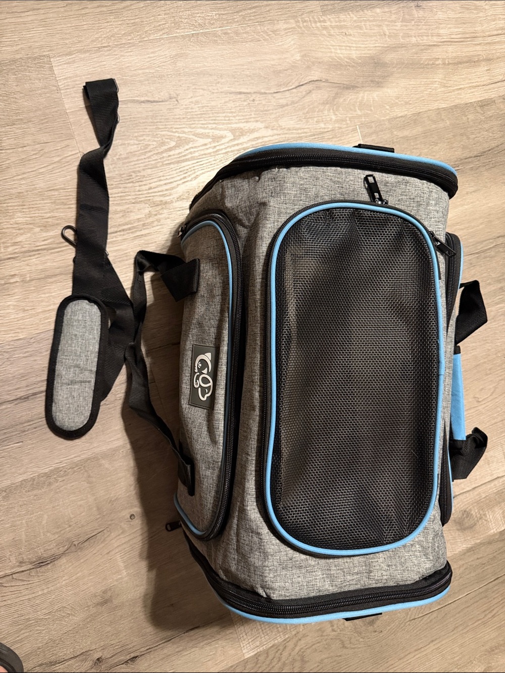 Gray and Light Blue Cat Dog Carrier - Soft-Sided Pet Travel Bag Airline Approved